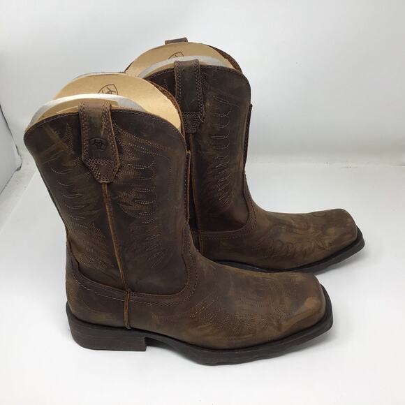 Ariat Mens Rambler Phoenix Western Boots Distressed Brown Size 10.5 Used main image 4